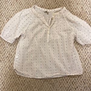 Loft bubble sleeve popover top